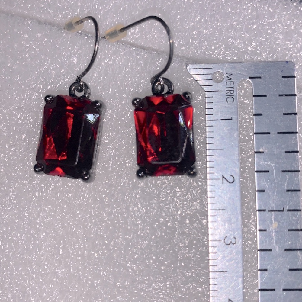 Faux Shiny Dark Red dangle earrings